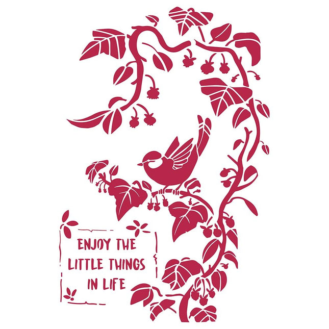 Stencil G cm. 21x29,7 Little bird on branch