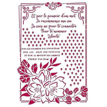 Stencil G 21x29,7 cm - Romantic Journal flower with frame