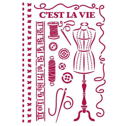 Stencil G 21x29,7 cm - Romantic Threads couture