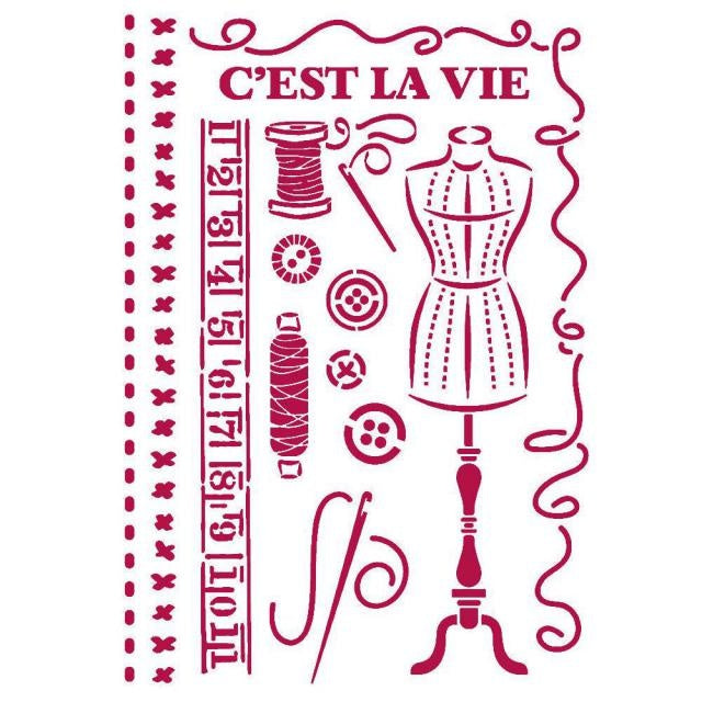 Stencil G 21x29,7 cm - Romantic Threads couture