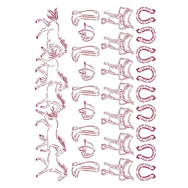 Stencil G 21x29,7 cm - Romantic Horses running horses