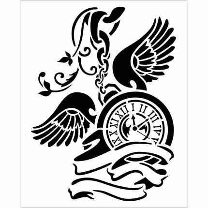 Thick stencil cm. 20x25 Pendulum clock with wings