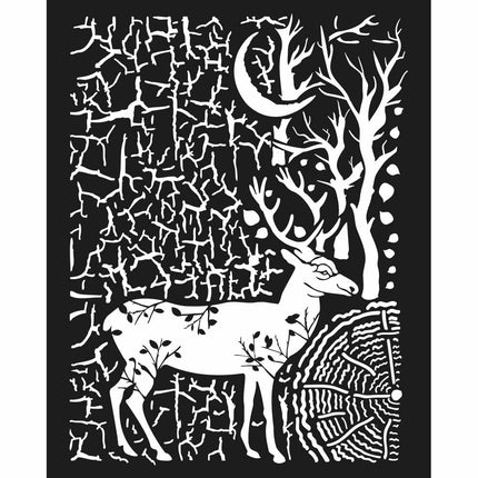 Thick stencil 20x25 cm Cosmos deer and bark