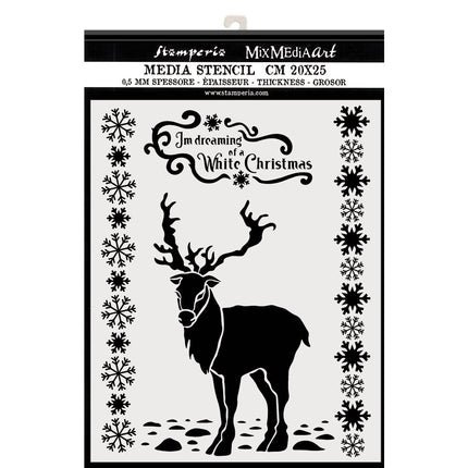 Thick stencil cm. 20X25 White Christmas deer