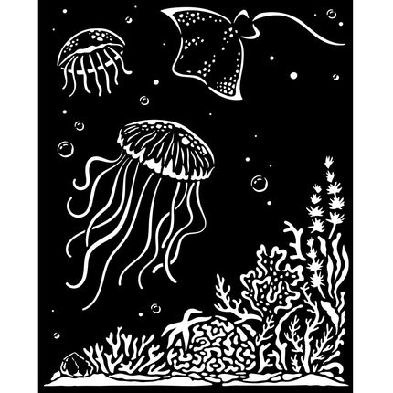 Thick stencil cm 20X25 - Songs of the Sea jellyfish
