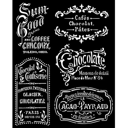 Thick stencil cm 20X25 - Coffee and Chocolate plates