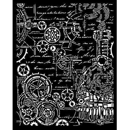 Thick stencil 20x25 cm - Sir Vagabond in Fantasy World gears