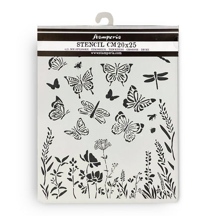 Thick stencil cm 20X25 - Lavender butterflies