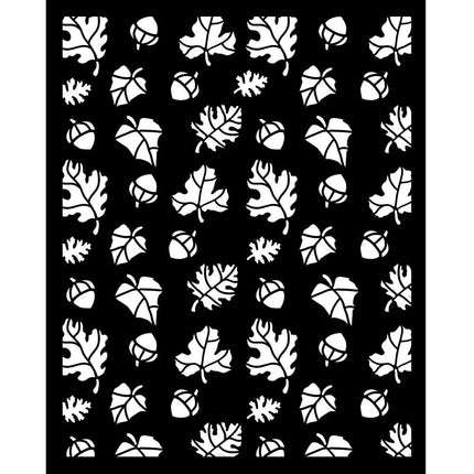 Thick Stencil 20x25 cm - Whispering Woods Leaves and Acorns Pattern  