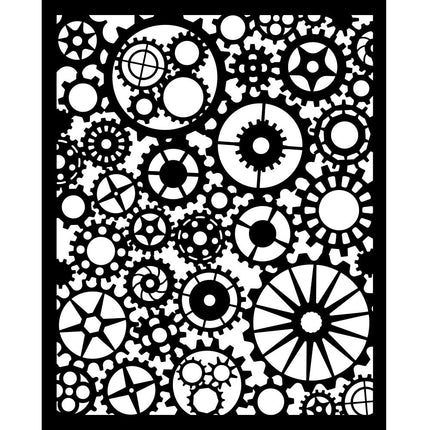 Thick stencil cm 20X25 - Voyages Fantastiques gears pattern