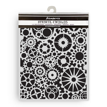Thick stencil cm 20X25 - Voyages Fantastiques gears pattern