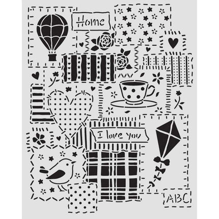 Thick stencil 20x25 cm - Family patchwork