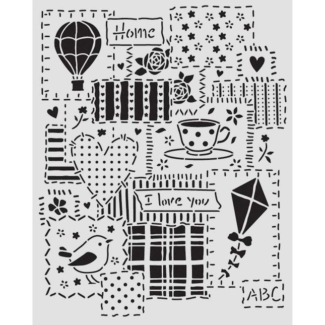 Thick stencil 20x25 cm - Family patchwork