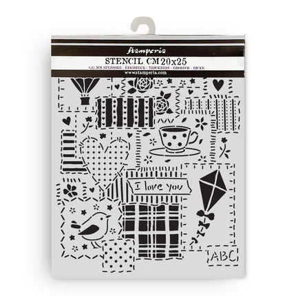 Thick stencil 20x25 cm - Family patchwork