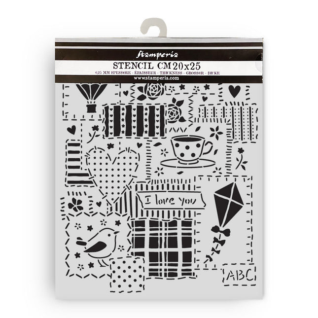 Thick stencil 20x25 cm - Family patchwork