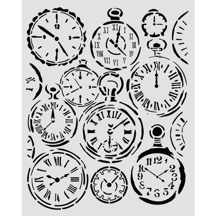 Cut laser stencil for Art and Craft cm 20X25 - Gardens of Time mixed clocks