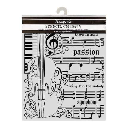 Cut laser stencil for Art and Craft cm 20X25 - Symphony violin 
