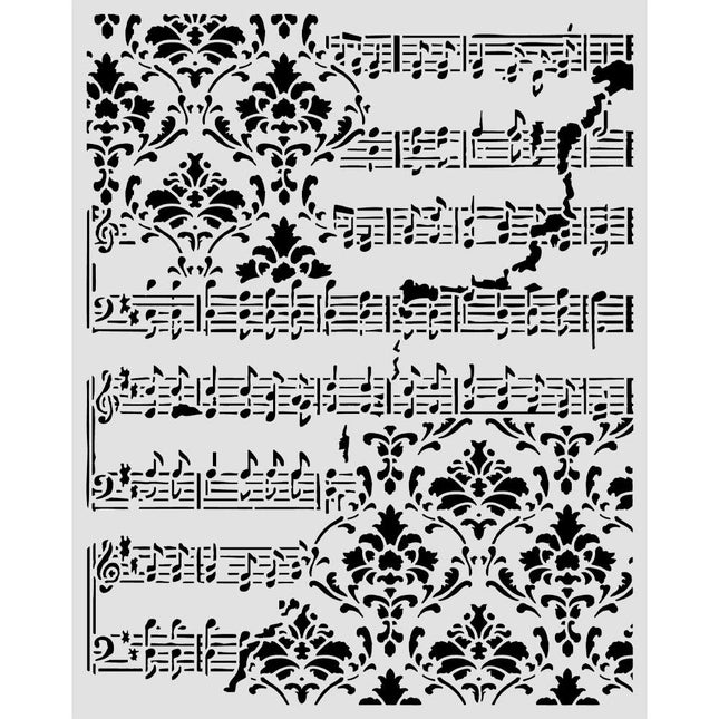 Cut laser stencil for Art and Craft cm 20X25 - Symphony score and frize