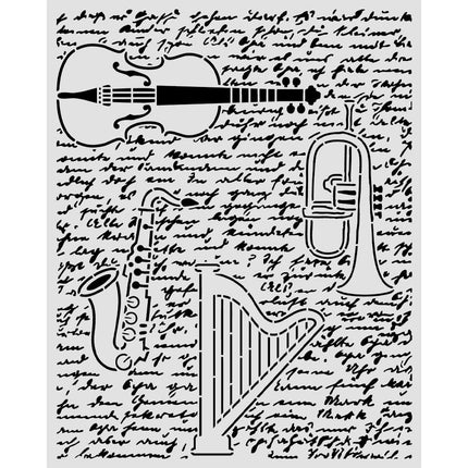 Cut laser stencil for Art and Craft cm 20X25 - Symphony violin, trumpet, harp