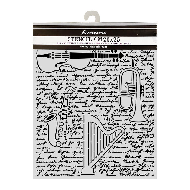 Cut laser stencil for Art and Craft cm 20X25 - Symphony violin, trumpet, harp
