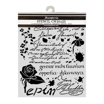 Cut laser stencil for Art and Craft cm 20X25 - Flowers and Poems Latin inspirations
