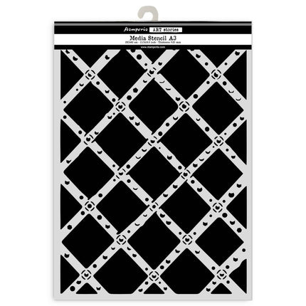 Cut laser stencil for Art and Craft A3 - Diamond grid pattern