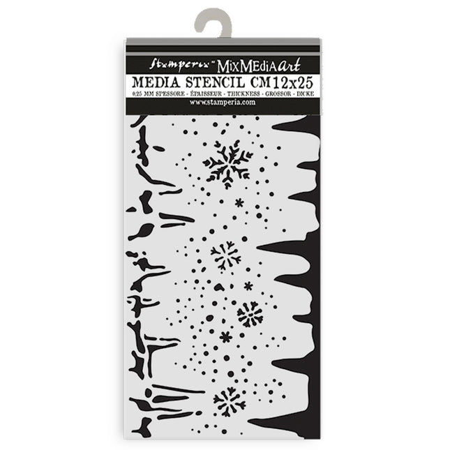 Thick stencil cm 12X25 - Create Happiness Dewdrops snowflakes and ice