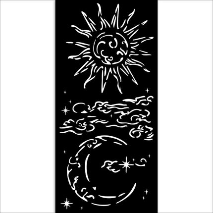 Thick stencil 12x25 cm - Masquerade sun and moon