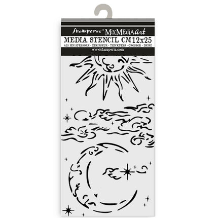Thick stencil 12x25 cm - Masquerade sun and moon