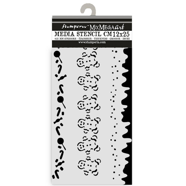 Thick stencil cm 12X25 - Candy Christmas stripes
