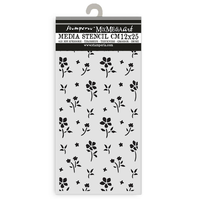 Thick stencil 12x25 cm - Family small flower pattern