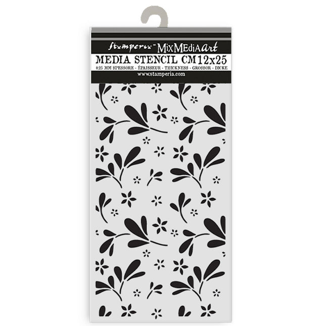 Thick stencil 12x25 cm - Family big flower pattern