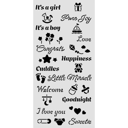Thick stencil 12x25 cm - Baby quotes