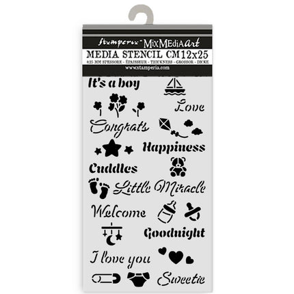 Thick stencil 12x25 cm - Baby quotes