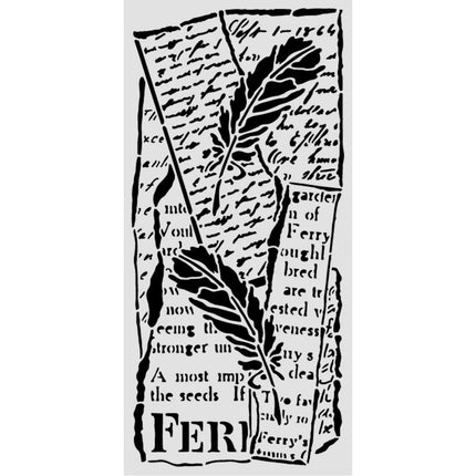 Cut laser stencil for art and craft cm 12x25 - All Around letter and feathers