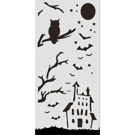 Cut laser stencil for Art and Craft cm 12X25 - Halloween Haunted House