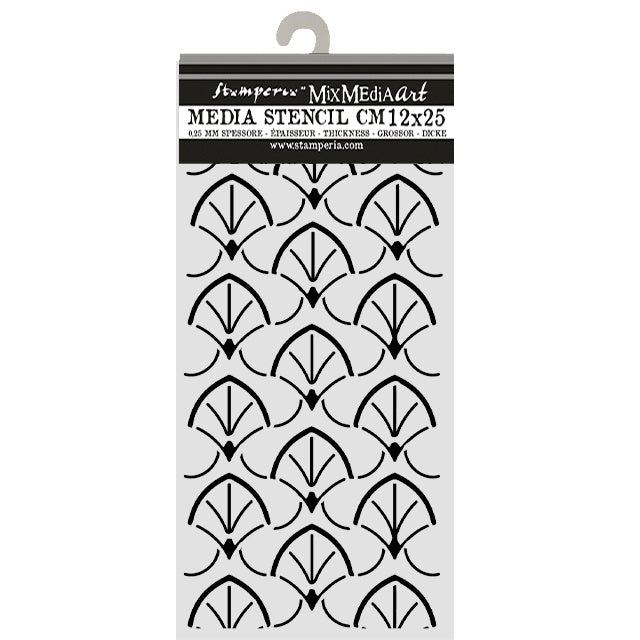 Cut laser stencil for Art and Craft cm 12X25 - Oriental Garden borders 
