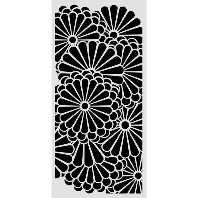 Cut laser stencil for Art and Craft cm 12X25 - Oriental Garden flowers pattern 