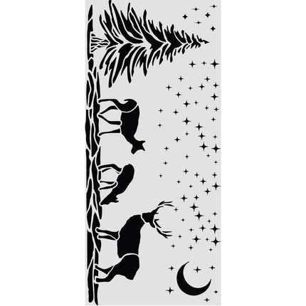 Cut laser stencil for Art and Craft cm 12X25 - Christmas deers