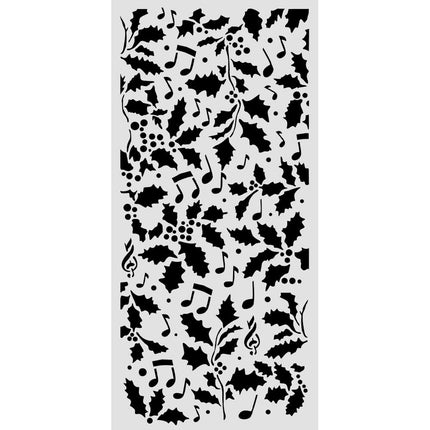 Cut laser stencil for Art and Craft cm 12X25 - Christmas holly and leaves 