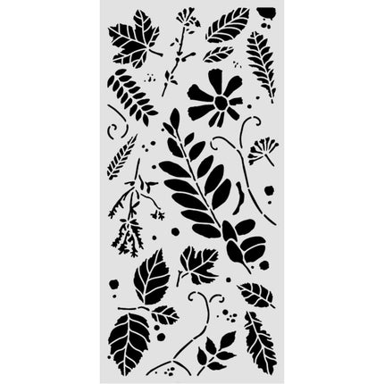 Cut laser stencil for Art and Craft cm 12X25 - Flowers and Poems mixed leaves