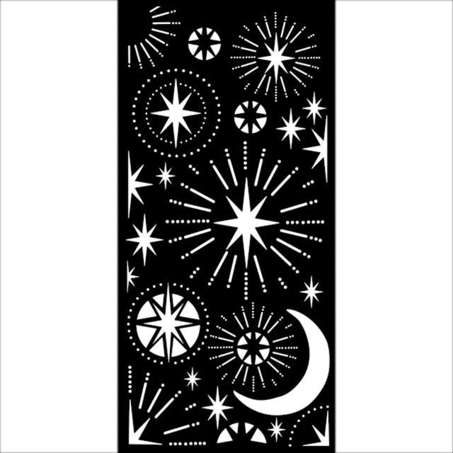 Thick stencil cm 12X25 - Christmas stars and moon