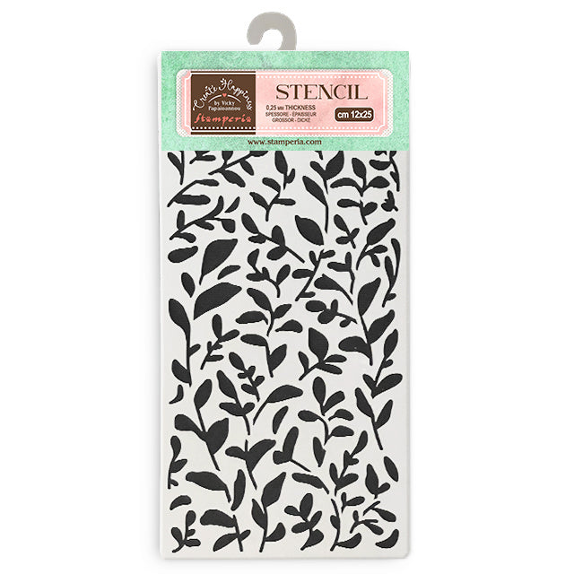 Thick stencil 12x25 cm - Create Happiness Secret Diary leaves pattern