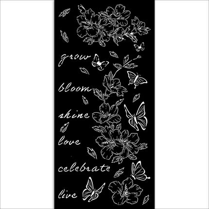 Thick stencil 12x25 cm - Create Happiness Secret Diary flowers and butterfly