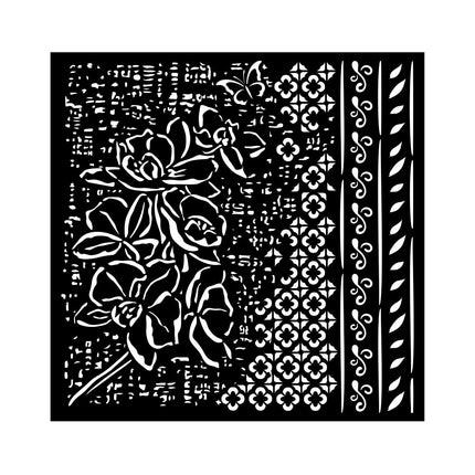 Thick stencil 18x18 cm - Orchids and Cats Orchid pattern