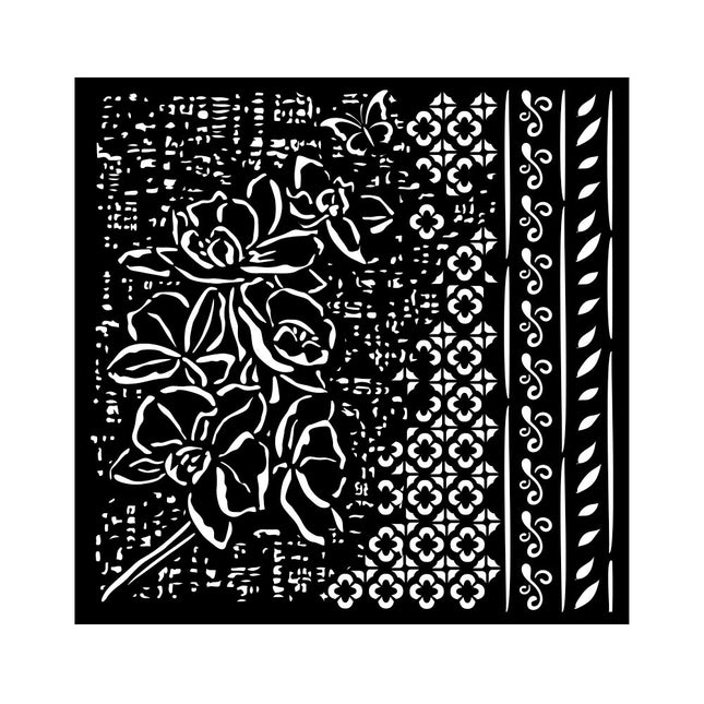 Thick stencil 18x18 cm - Orchids and Cats Orchid pattern