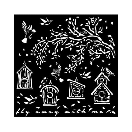 Thick stencil 18x18 cm - Garden nests