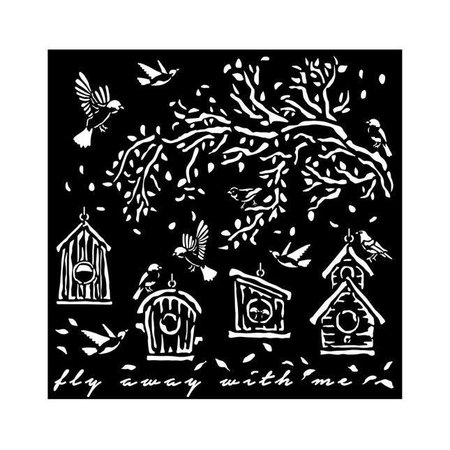 Thick stencil 18x18 cm - Garden nests