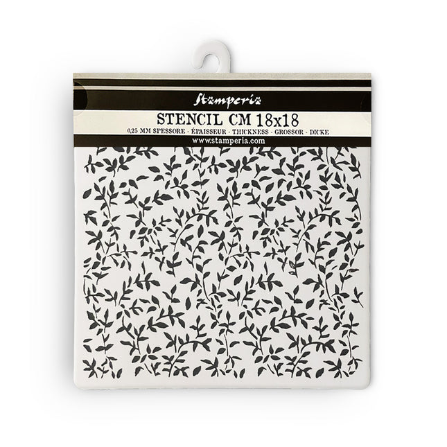 Thick stencil 18x18 cm - Garden leaves pattern