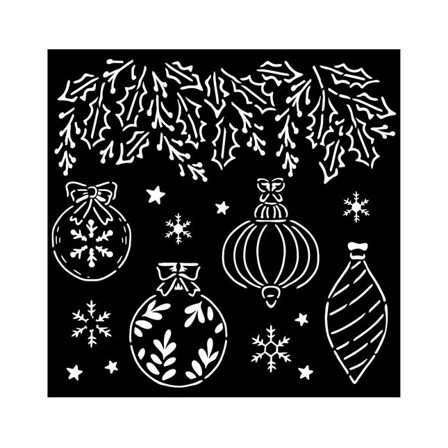 Thick stencil cm 18x18 - The Nutcracker Christmas balls
